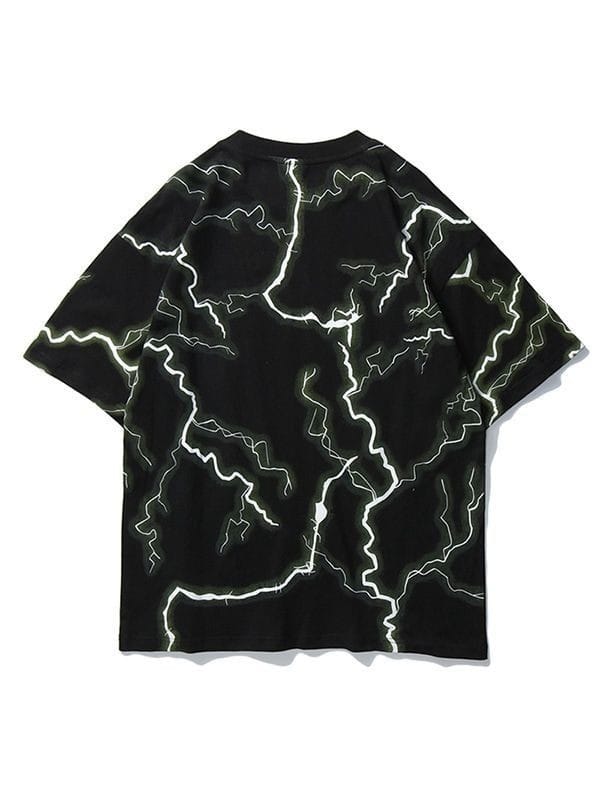Electric Surge All-Over Lightning Tee – Black/Neon White