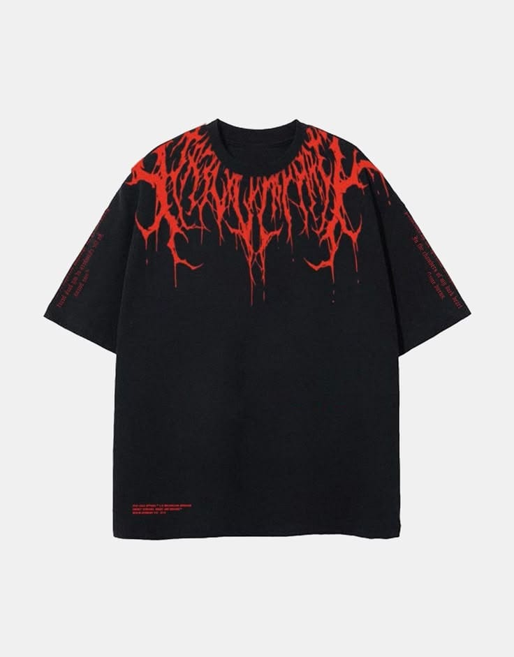 Inferno Drip Oversized Streetwear Tee – Black/Red